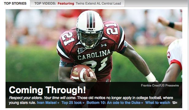 Marcus Lattimore featured atop ESPN College Football news.