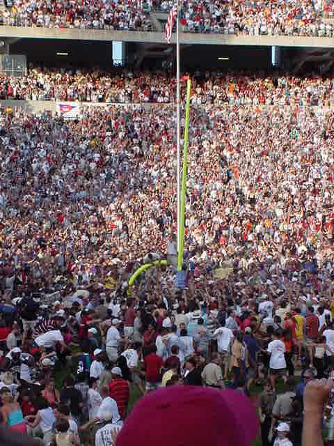 USC goal post goes down after big win! (2/8)