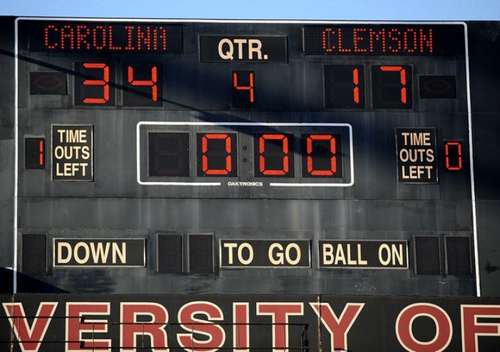 2009 Carolina - Clemson Footbal Game Scoreboard 34-17 USC